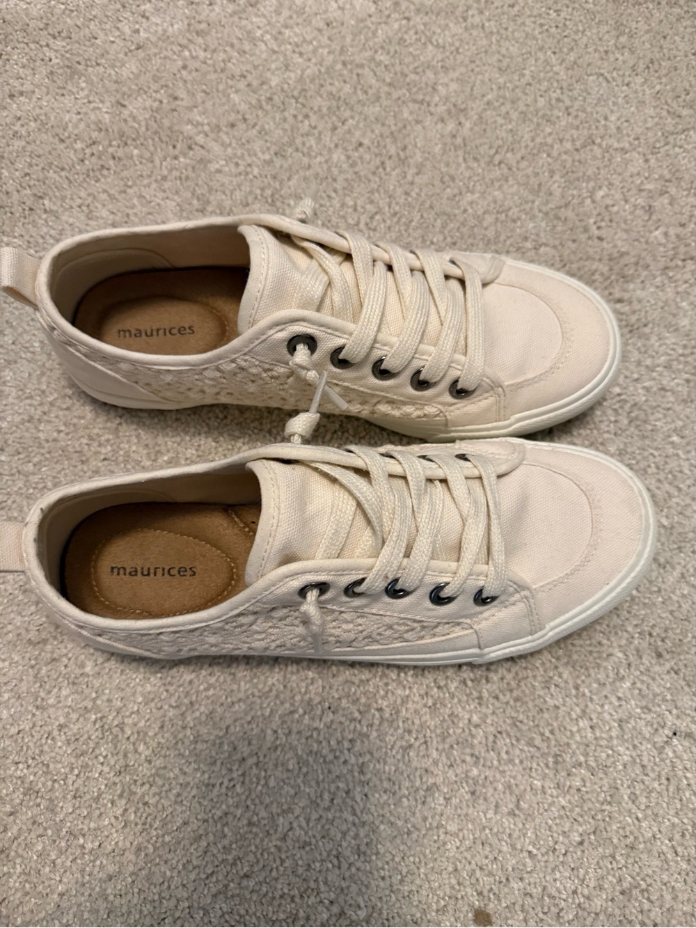 Maurices Women's Cream Canvas Lace-Up Sneakers